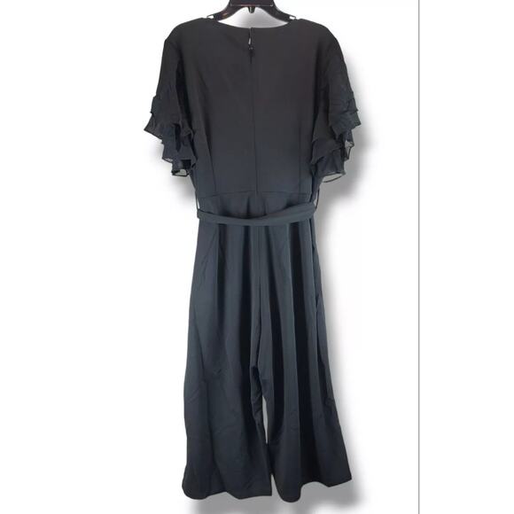 City Chic Plus Size Flutter Sleeve Wide Leg Jumpsuit Black Size Large 20 - Picture 9 of 11